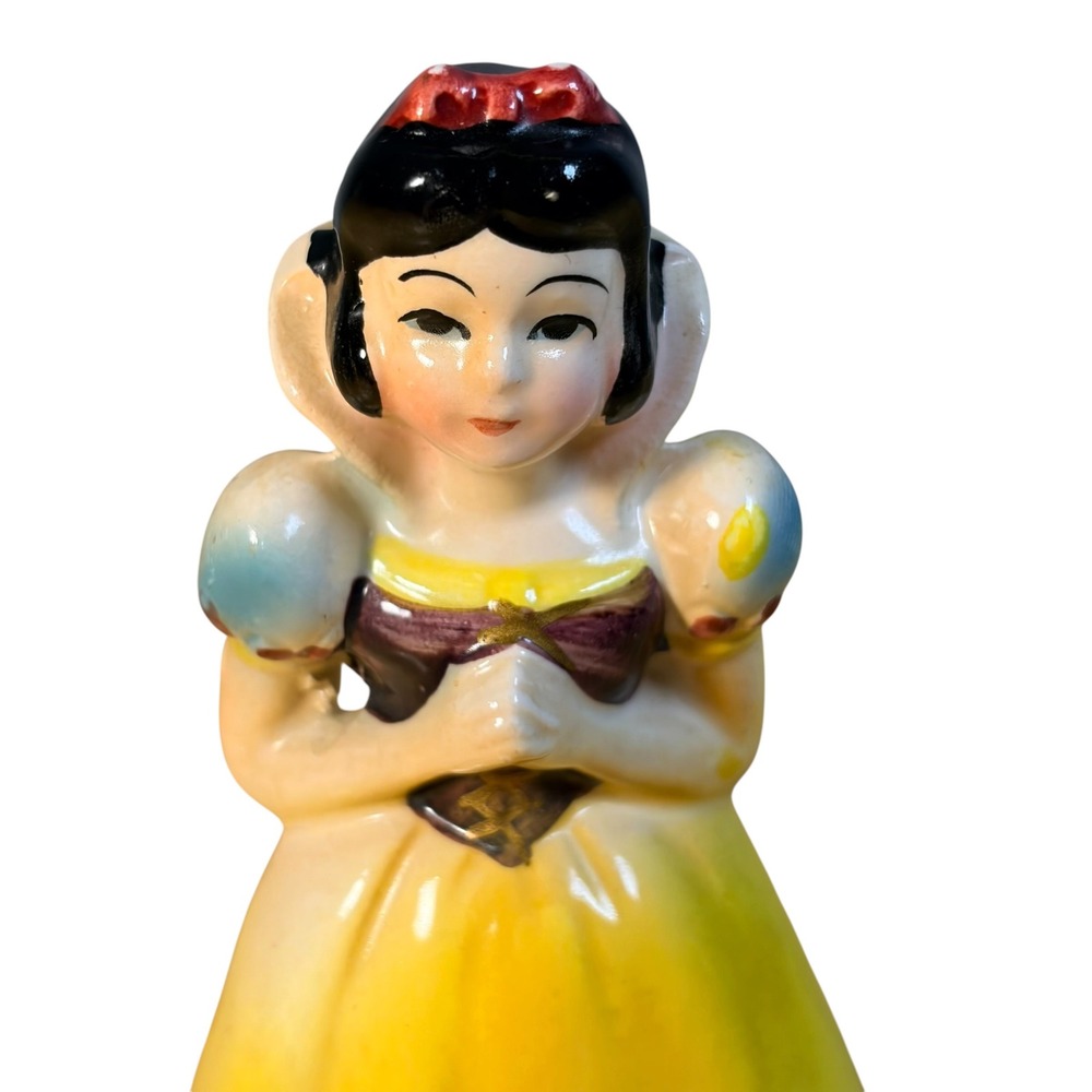 VTG 1960 Disney Snow White Figurine Ceramic Yellow Dress Walt Disney Prod - Picture 2 of 15